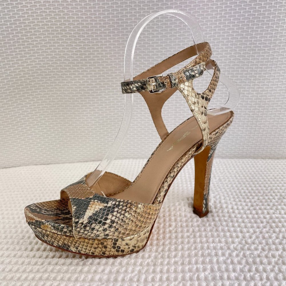 VIA SPIGA reptile leather platform open toe heel - SZ 7.5